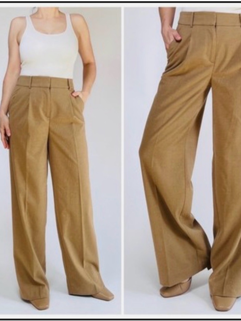 LOFT Tailored Pleated Trousers in Camel Brown